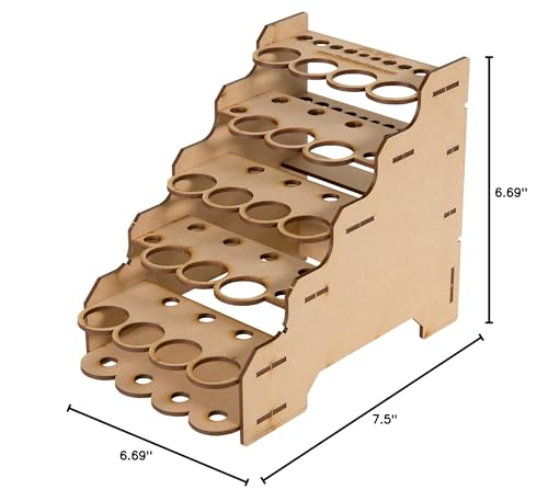 The Broken Token Modular Paint Half Rack w/ 26mm Holes - Multiple Organizer for Paint Bottles, Pots, and Brushes in Tiered Layout - Customize Your Pieces with Easy Organization & Access - Image 4